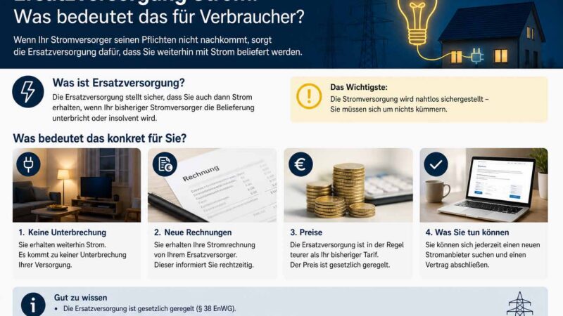 Ersatzversorgung Strom: Was sie kostet & wie du rauskommst