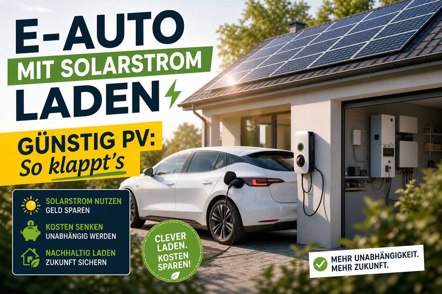E-Auto mit Solarstrom laden günstig PV
