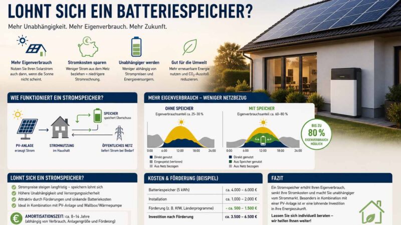 Stromspeicher für PV-Anlage: Lohnt sich ein Batteriespeicher?