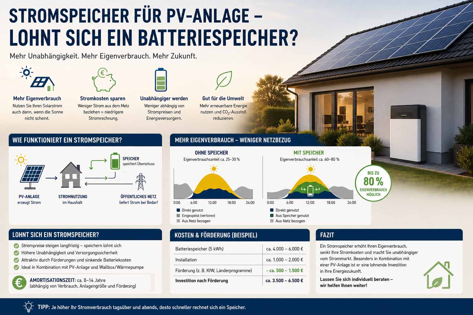 Stromspeicher für PV-Anlage: Lohnt sich ein Batteriespeicher?