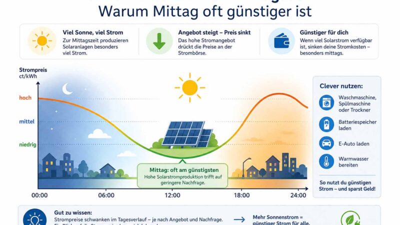 Stromverbrauch zur Mittagszeit: Warum Mittag oft günstiger ist