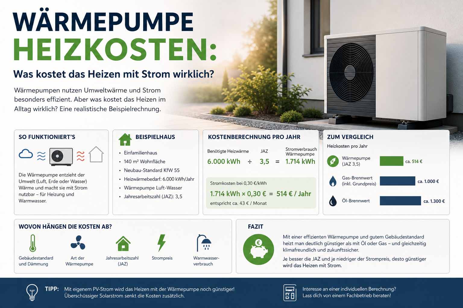 Wärmepumpe Heizkosten: Was kostet das Heizen mit Strom wirklich?
