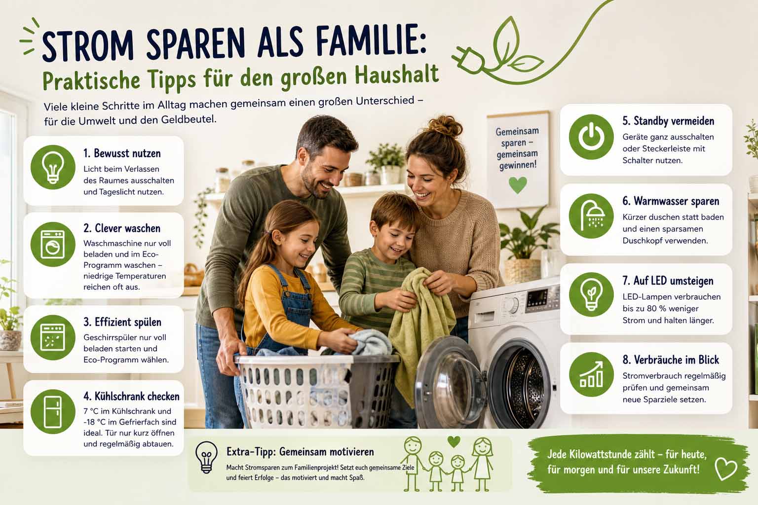 Strom sparen als Familie