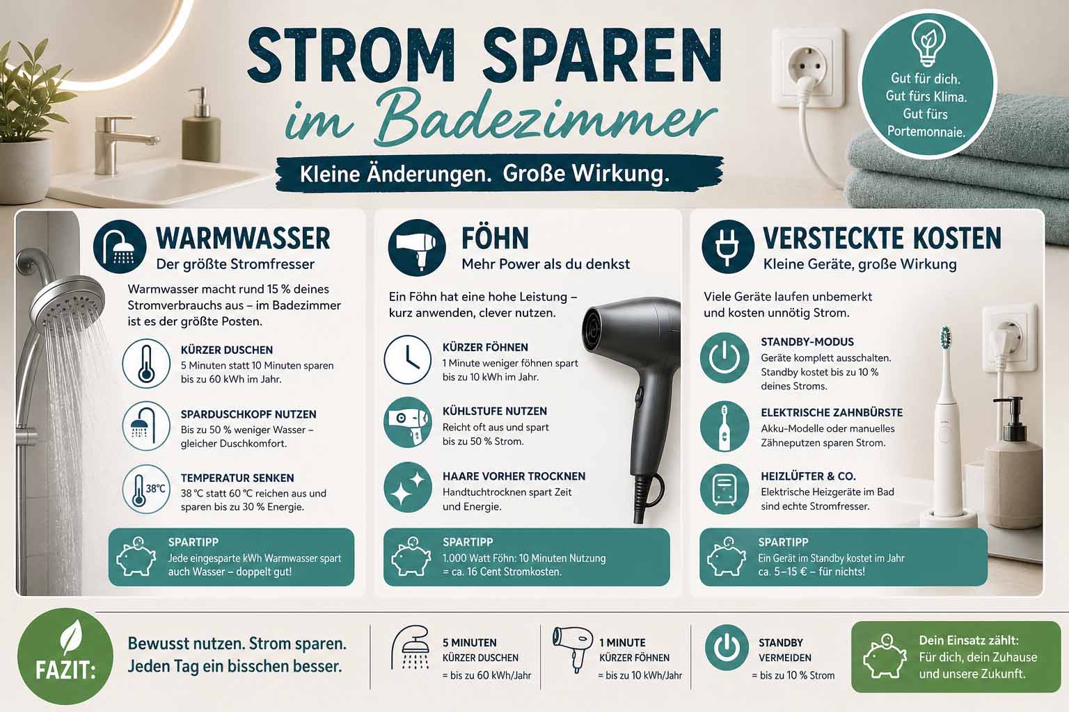 Strom sparen badezimmer