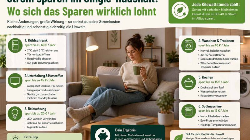 Strom sparen im Single-Haushalt
