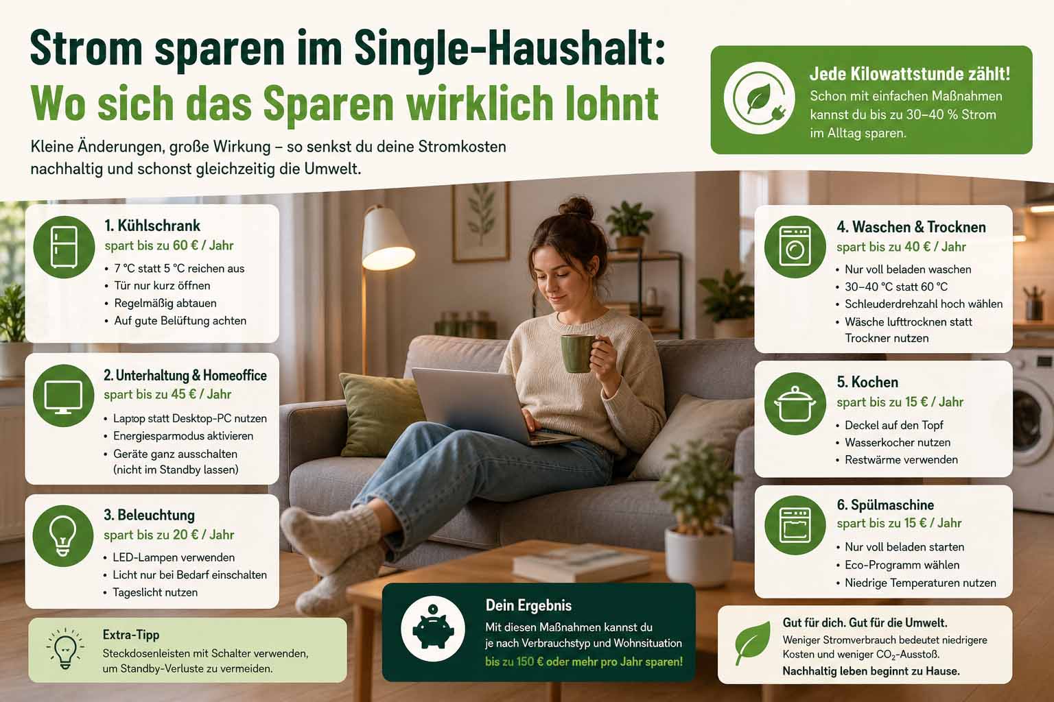 Strom sparen im Single-Haushalt