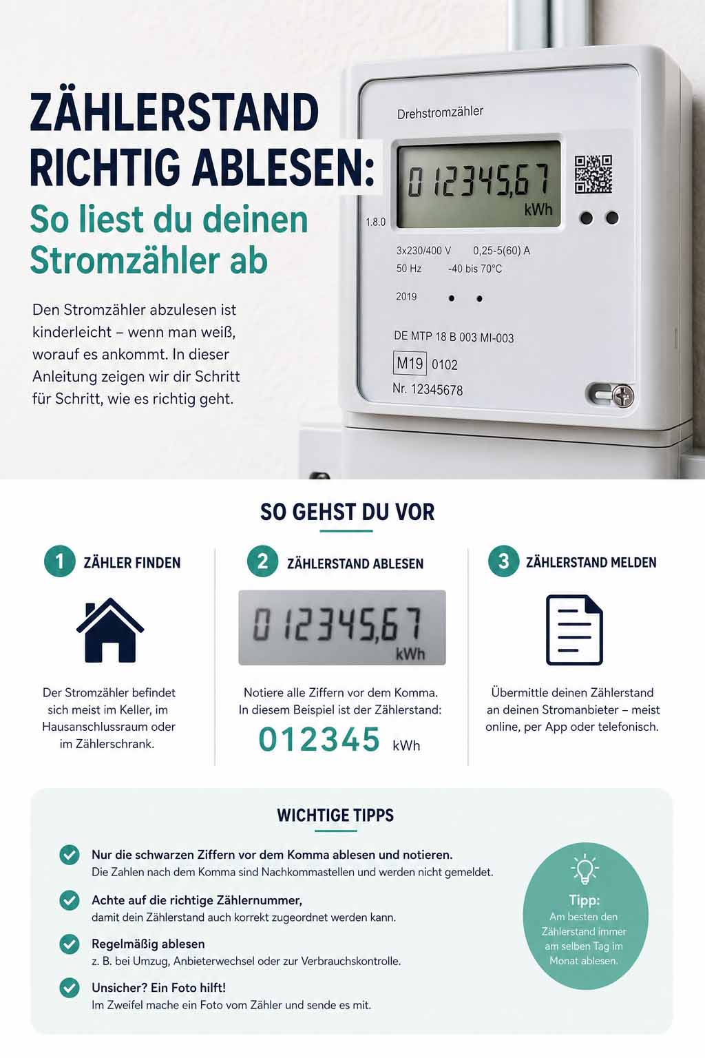Zählerstand ablesen: So liest du deinen Stromzähler richtig ab